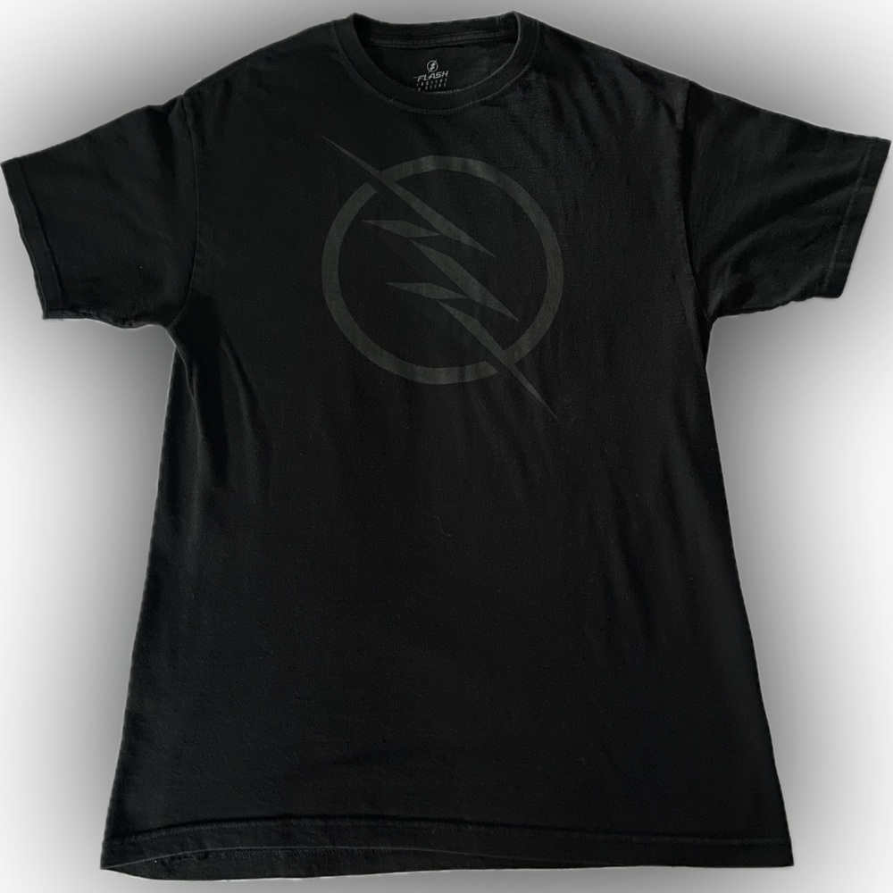 The Flash Logo Graphic T-Shirt Size Medium Gray Black Superhero Tee